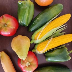 Vintage Plastic Fruit and Veggies for Fruitbowl decor still life kitchen play